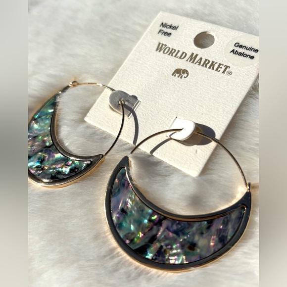 Cost Plus World Market Jewelry - Cost Plus World Market Abalone Hoop Earrings